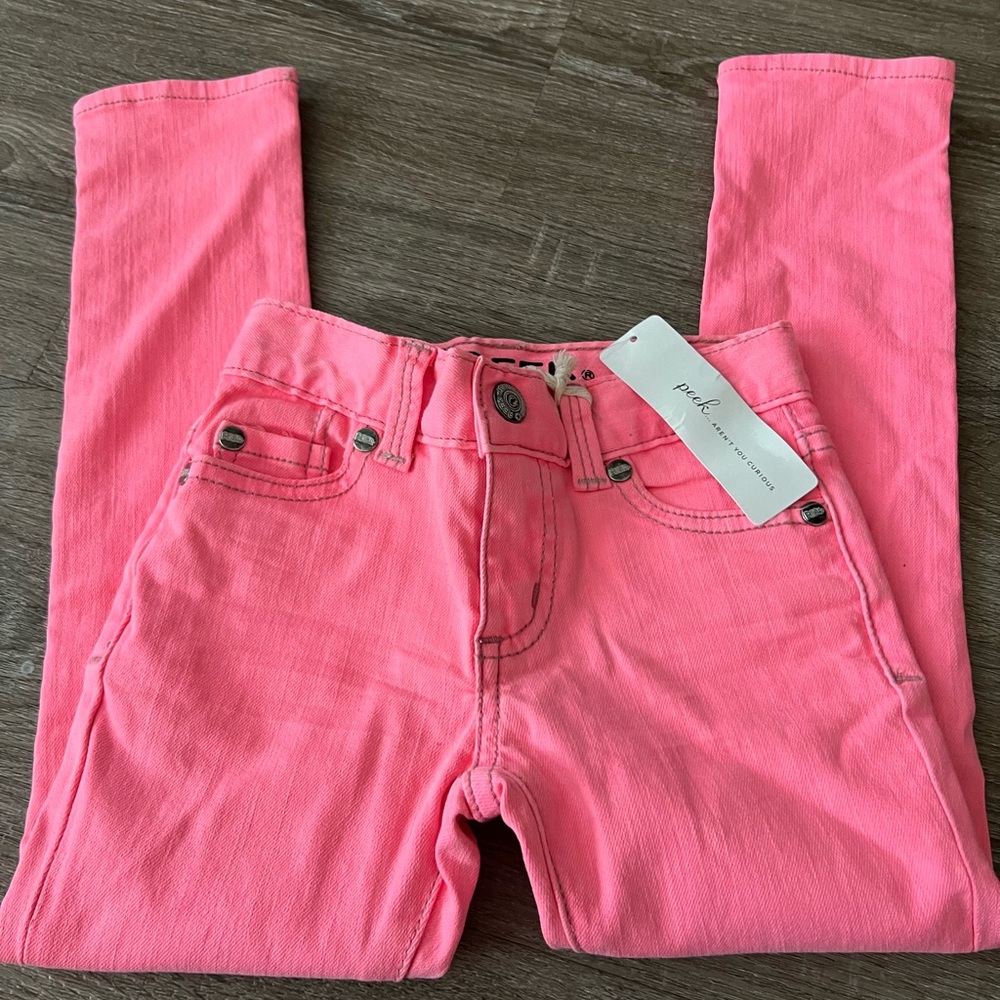 Brand New w/tags. Kids neon pink jeans by PEEK dungarees. Size 4